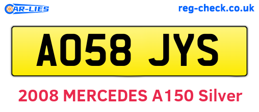 AO58JYS are the vehicle registration plates.