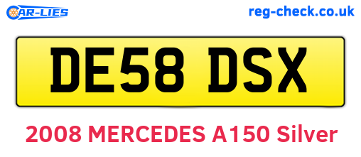 DE58DSX are the vehicle registration plates.