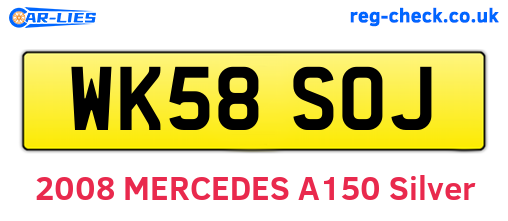 WK58SOJ are the vehicle registration plates.