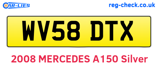 WV58DTX are the vehicle registration plates.