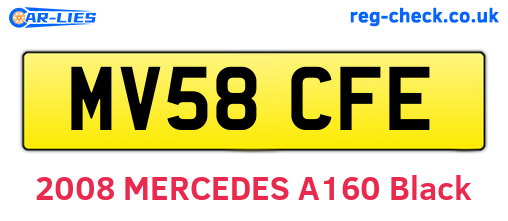 MV58CFE are the vehicle registration plates.
