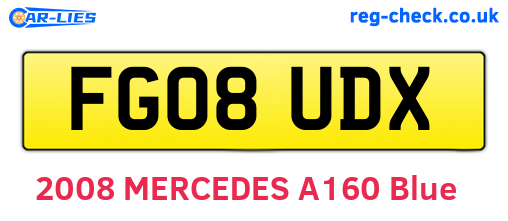 FG08UDX are the vehicle registration plates.