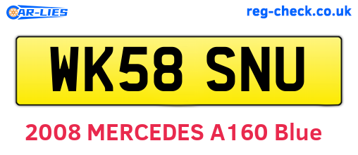 WK58SNU are the vehicle registration plates.