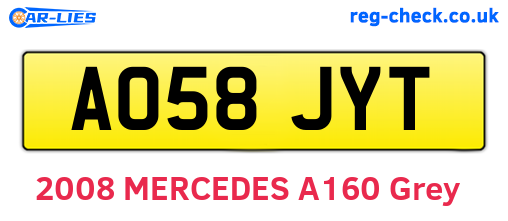 AO58JYT are the vehicle registration plates.