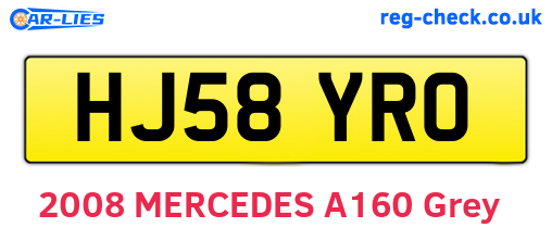 HJ58YRO are the vehicle registration plates.