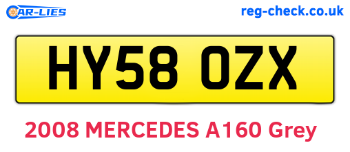HY58OZX are the vehicle registration plates.