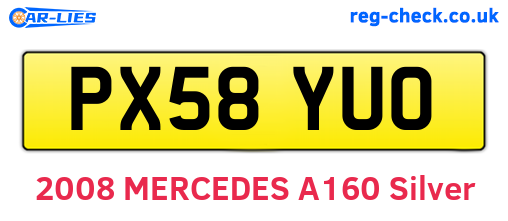 PX58YUO are the vehicle registration plates.