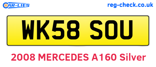 WK58SOU are the vehicle registration plates.