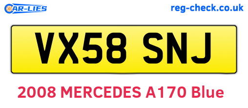 VX58SNJ are the vehicle registration plates.