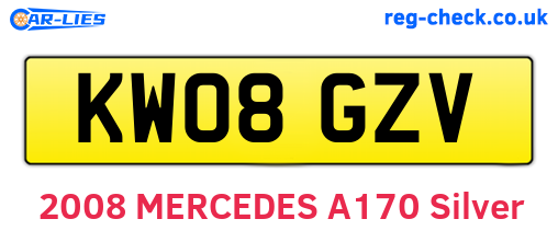 KW08GZV are the vehicle registration plates.