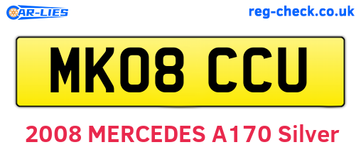 MK08CCU are the vehicle registration plates.