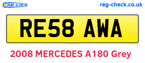 RE58AWA are the vehicle registration plates.