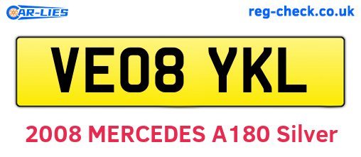 VE08YKL are the vehicle registration plates.
