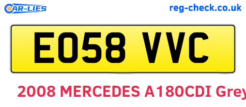 EO58VVC are the vehicle registration plates.