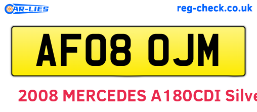 AF08OJM are the vehicle registration plates.