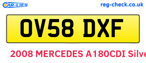 OV58DXF are the vehicle registration plates.