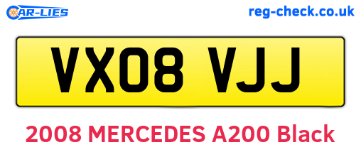 VX08VJJ are the vehicle registration plates.