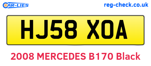 HJ58XOA are the vehicle registration plates.