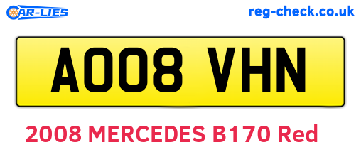 AO08VHN are the vehicle registration plates.