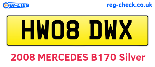 HW08DWX are the vehicle registration plates.