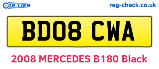 BD08CWA are the vehicle registration plates.
