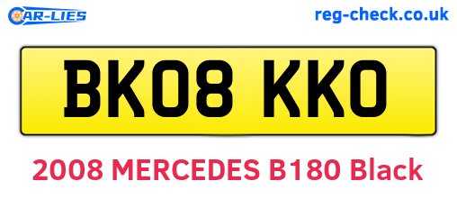 BK08KKO are the vehicle registration plates.