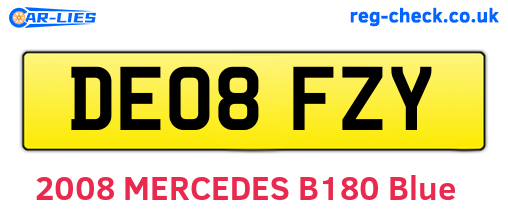DE08FZY are the vehicle registration plates.