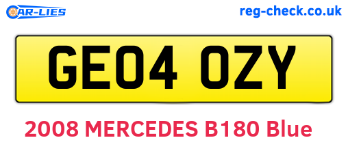GE04OZY are the vehicle registration plates.