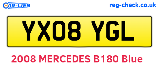 YX08YGL are the vehicle registration plates.