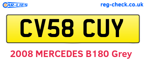 CV58CUY are the vehicle registration plates.