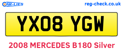 YX08YGW are the vehicle registration plates.