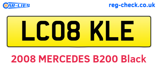 LC08KLE are the vehicle registration plates.