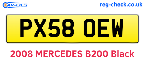 PX58OEW are the vehicle registration plates.