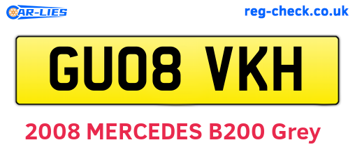 GU08VKH are the vehicle registration plates.