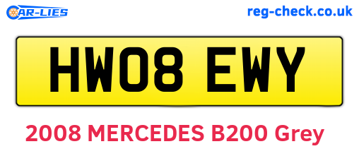 HW08EWY are the vehicle registration plates.