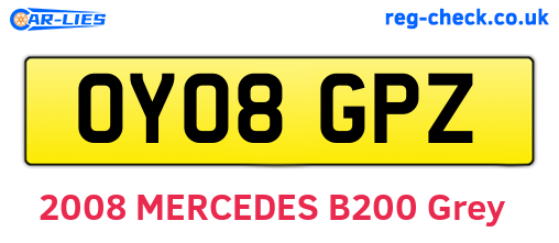 OY08GPZ are the vehicle registration plates.