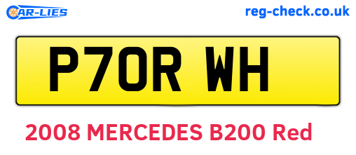 P70RWH are the vehicle registration plates.