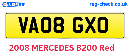 VA08GXO are the vehicle registration plates.