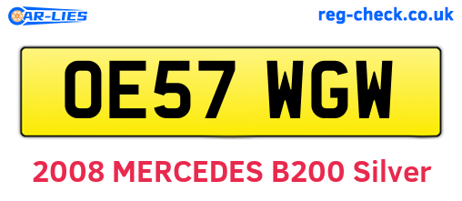 OE57WGW are the vehicle registration plates.