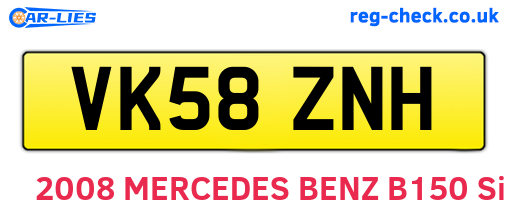 VK58ZNH are the vehicle registration plates.