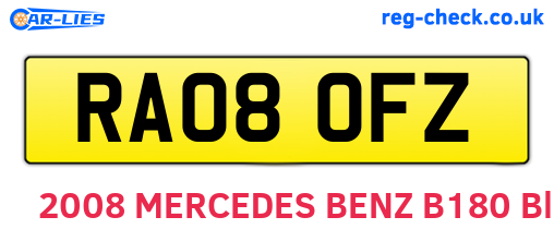 RA08OFZ are the vehicle registration plates.
