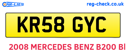 KR58GYC are the vehicle registration plates.