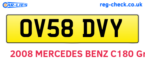 OV58DVY are the vehicle registration plates.
