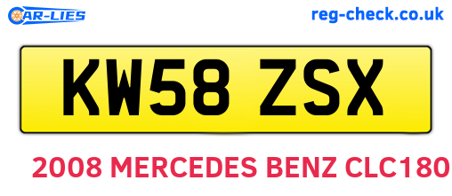 KW58ZSX are the vehicle registration plates.