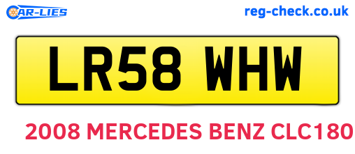 LR58WHW are the vehicle registration plates.