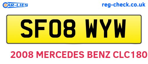 SF08WYW are the vehicle registration plates.