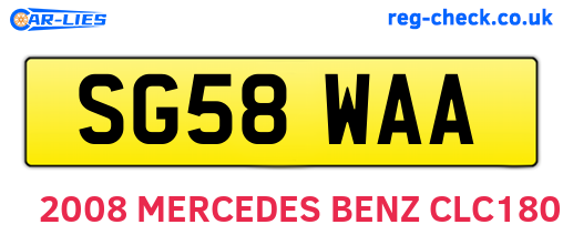SG58WAA are the vehicle registration plates.