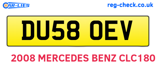 DU58OEV are the vehicle registration plates.
