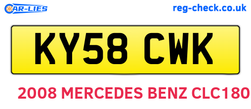 KY58CWK are the vehicle registration plates.