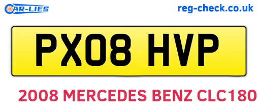 PX08HVP are the vehicle registration plates.